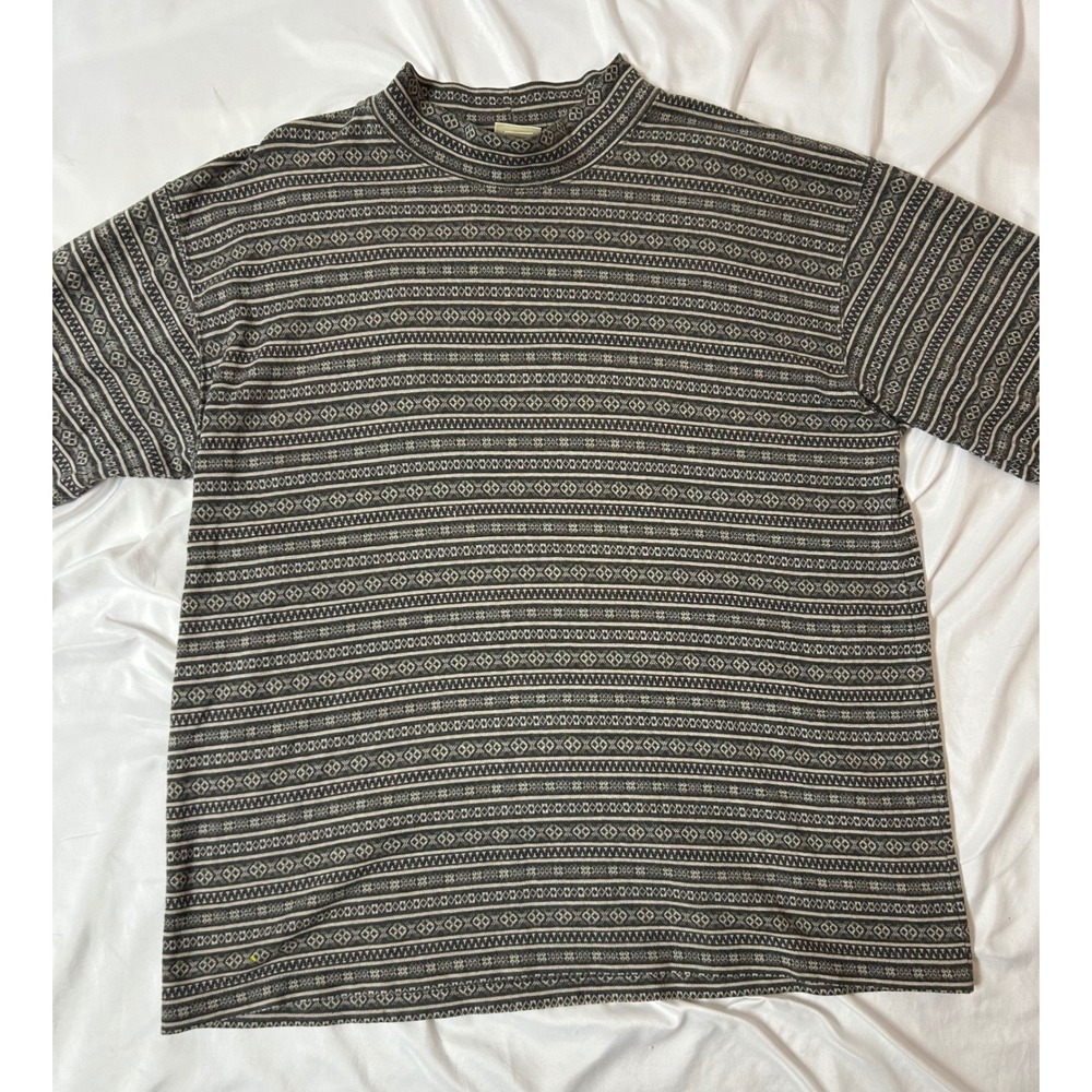 Vintage LL Bean Mens XL Mock Neck Fleece Sweater Fair Isle Nordic Cotton Ski USA - Picture 3 of 14